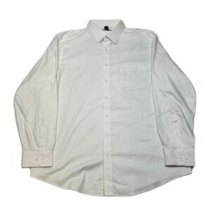 Kirkland Signature Dress Shirt Mens XL 17-17.5 34/35 White Stretch Long‎ Sleeve